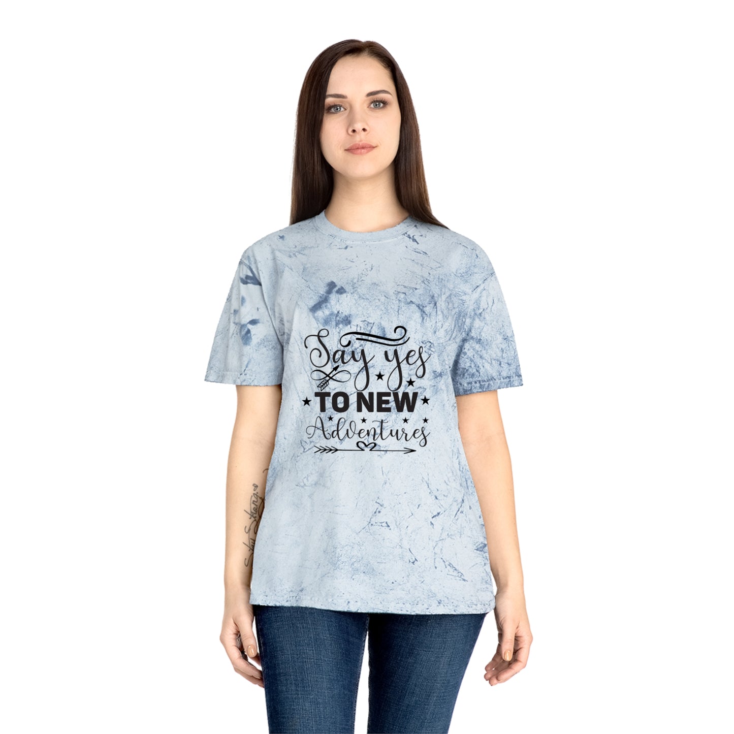 Adventure Awaits Unisex Color Blast T-Shirt, Wanderlust Tee, Travel Shirt, Vibrant Graphic Top, Gift for Traveler, Colorful Tee
