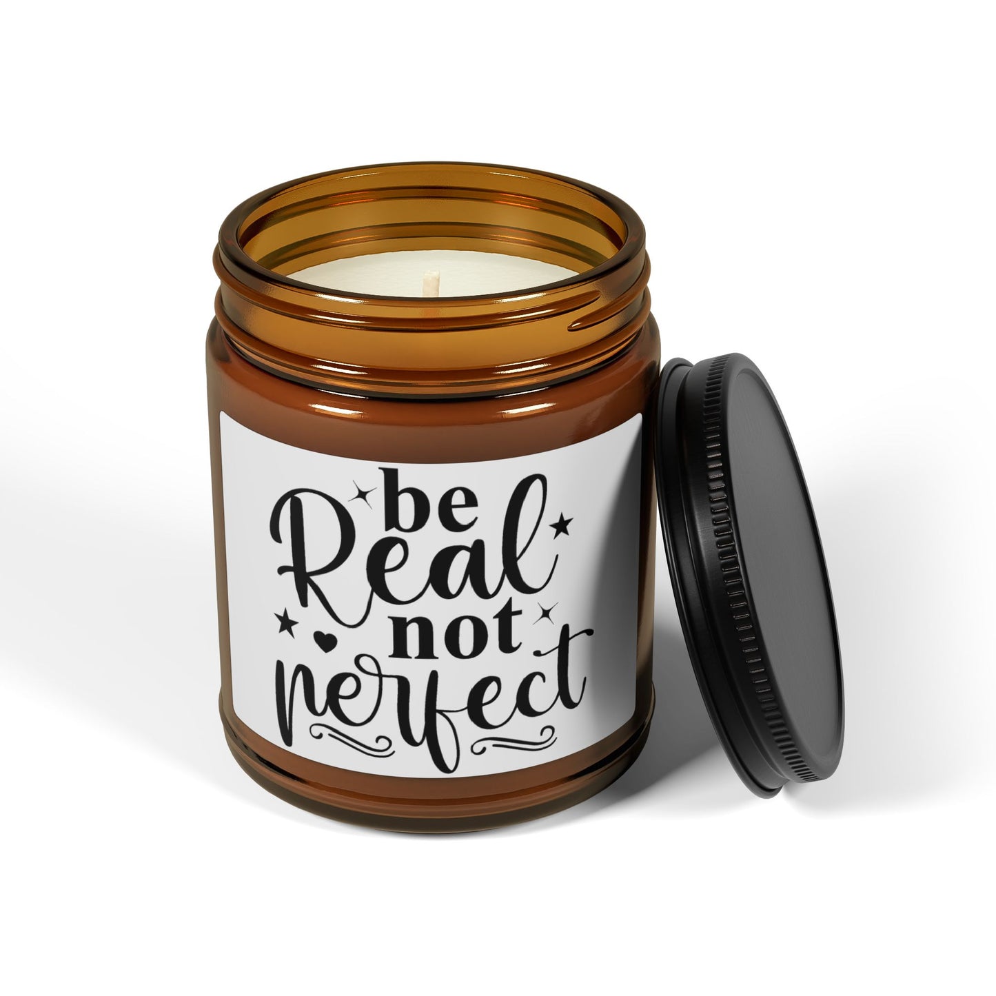 Be real not reflect Scented Soy Candle (Multi-Size, Amber Jar)