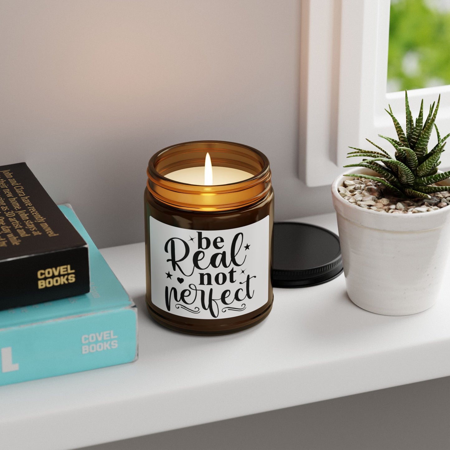 Be real not reflect Scented Soy Candle (Multi-Size, Amber Jar)