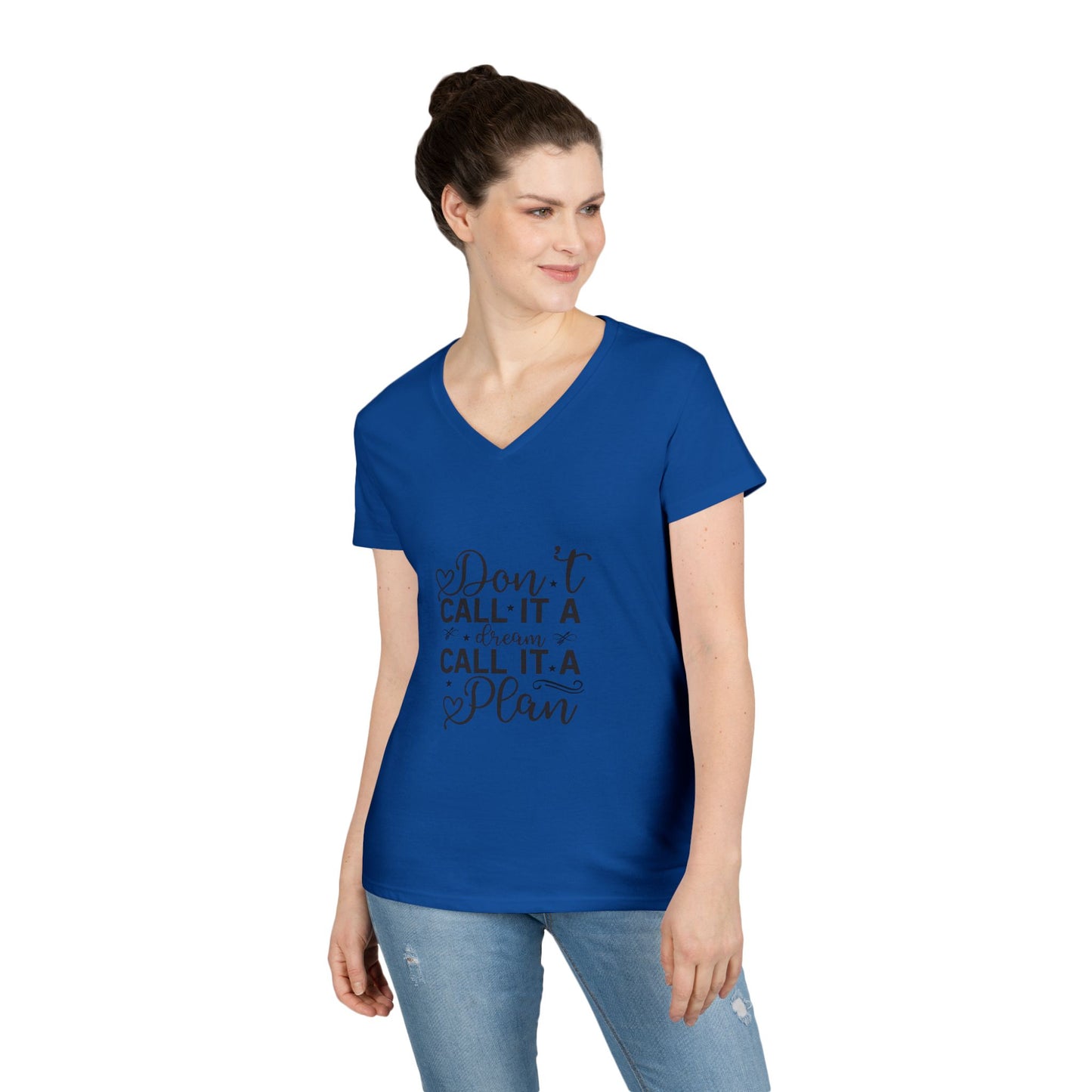 Motivational Quote Ladies' V-Neck T-Shirt, Inspirational Graphic Tee, Goal Setting Top, Positive Vibe Shirt, Women's Empowerment Clothing