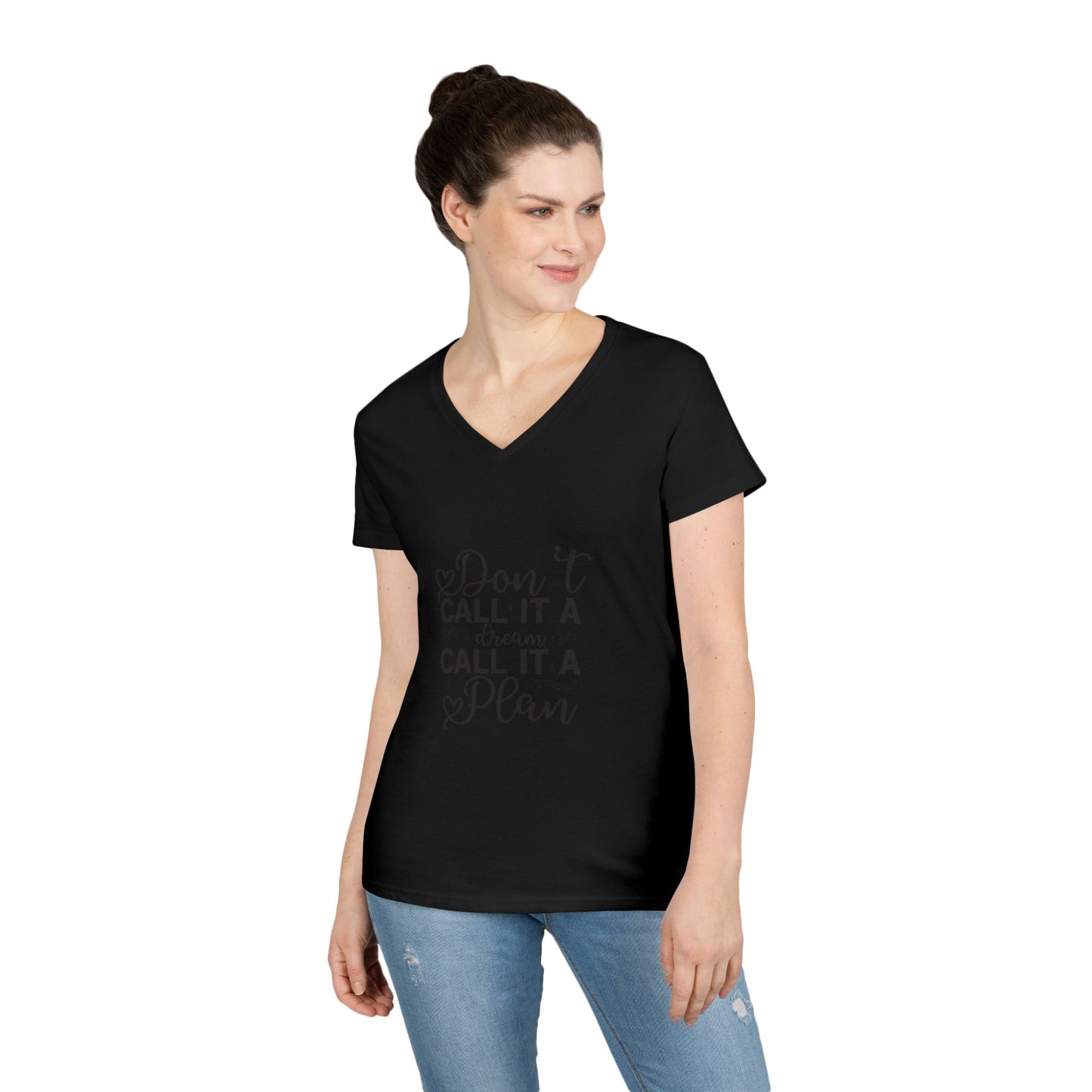Motivational Quote Ladies' V-Neck T-Shirt, Inspirational Graphic Tee, Goal Setting Top, Positive Vibe Shirt, Women's Empowerment Clothing