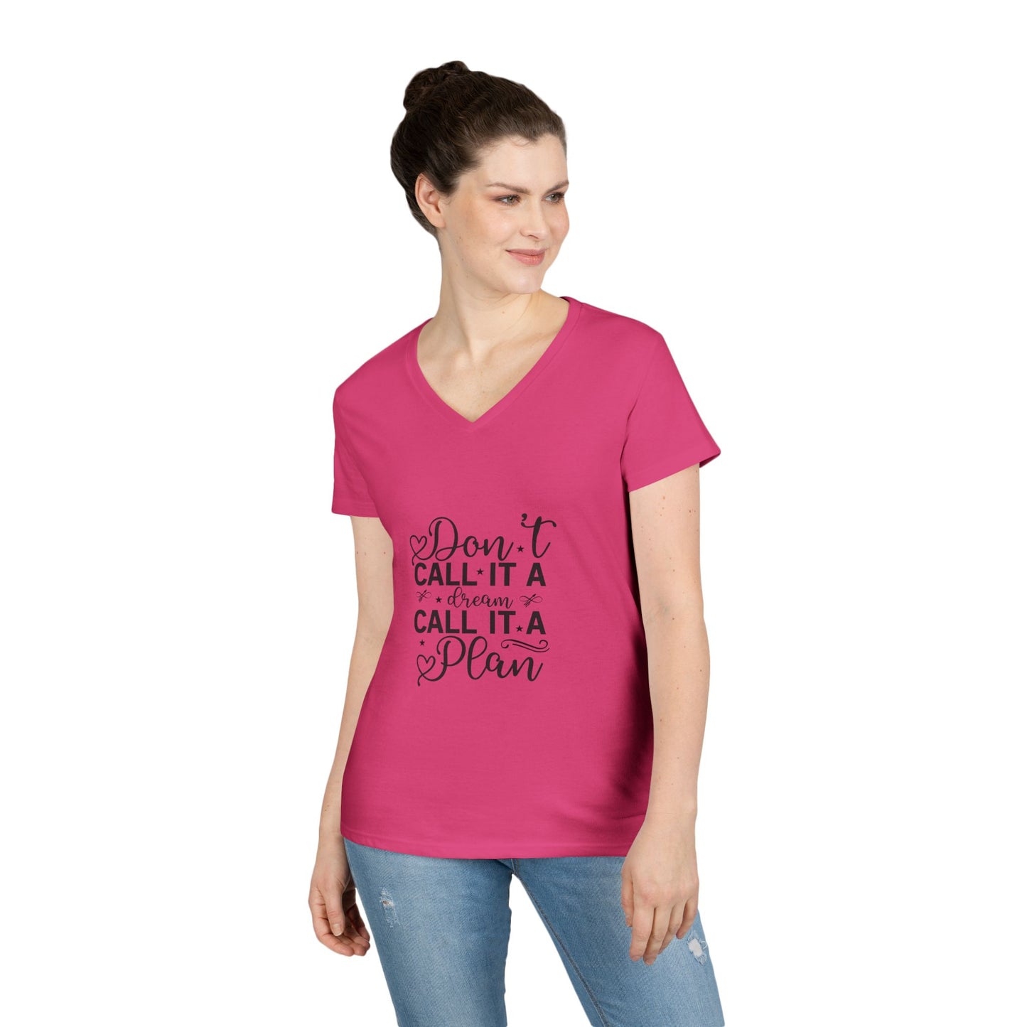 Motivational Quote Ladies' V-Neck T-Shirt, Inspirational Graphic Tee, Goal Setting Top, Positive Vibe Shirt, Women's Empowerment Clothing