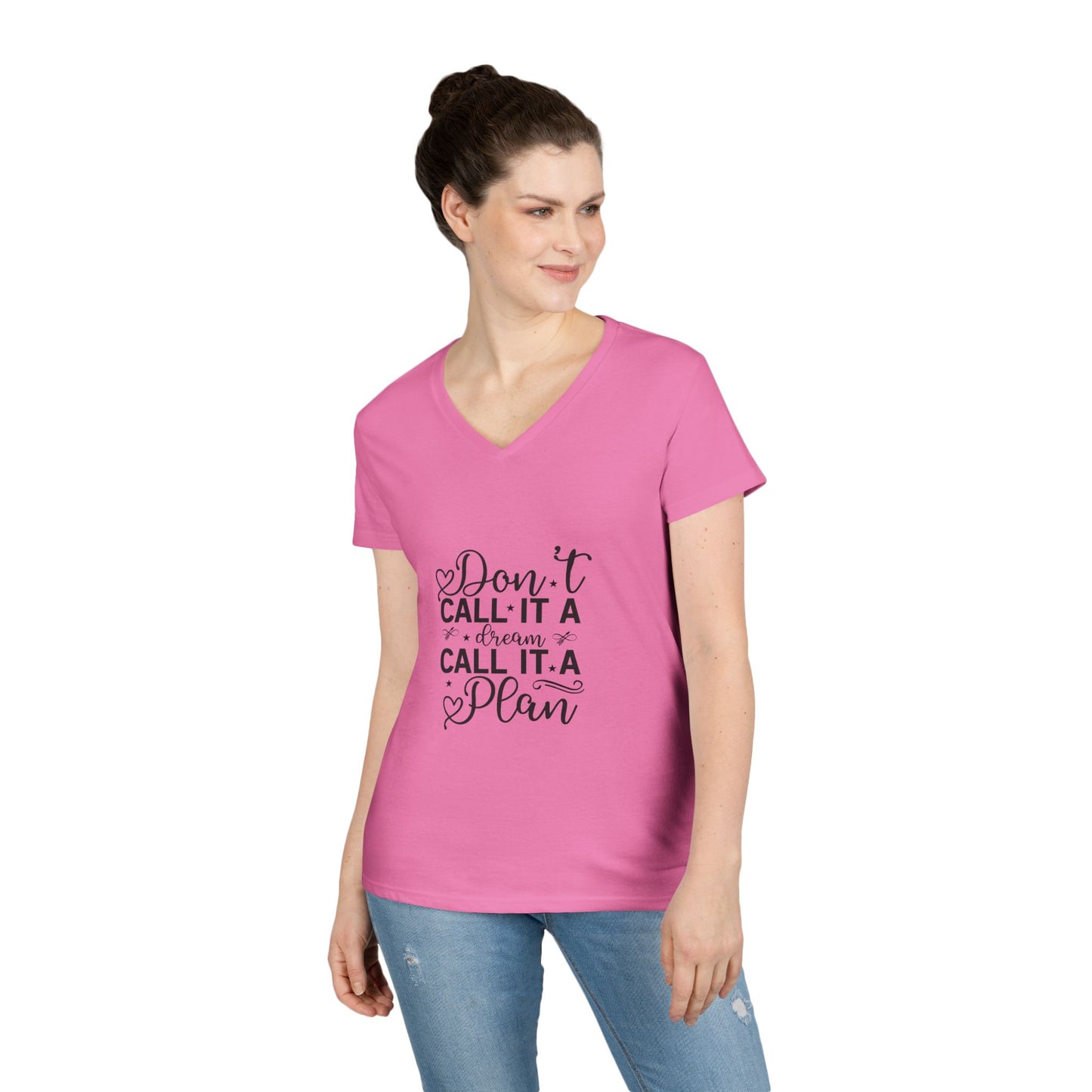Motivational Quote Ladies' V-Neck T-Shirt, Inspirational Graphic Tee, Goal Setting Top, Positive Vibe Shirt, Women's Empowerment Clothing