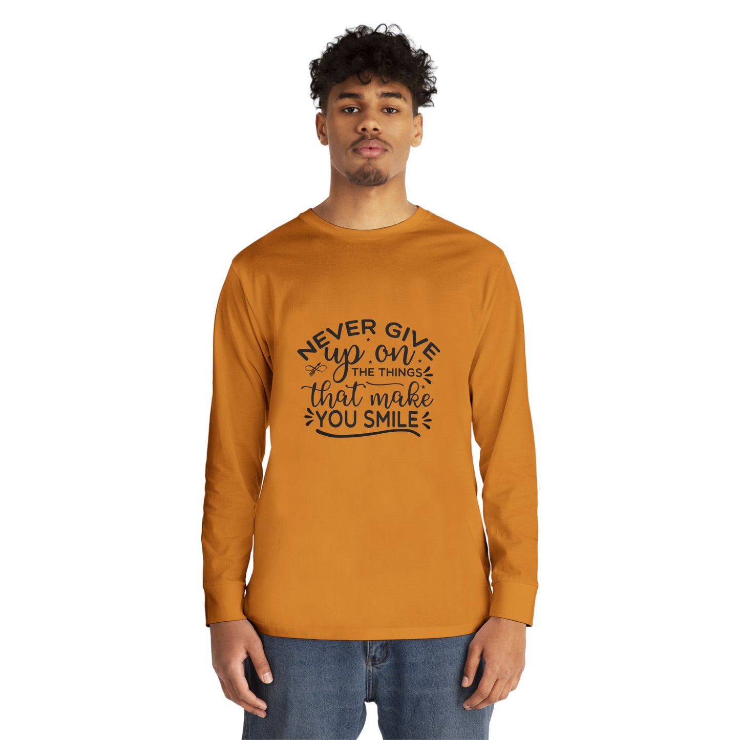 Inspirational Long Sleeve Crewneck Tee, Motivational Quote Shirt, Positive Vibes Top, Never Give Up Clothing, Encouraging Graphic Tee