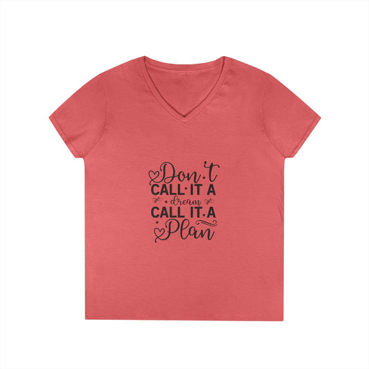 Motivational Quote Ladies' V-Neck T-Shirt, Inspirational Graphic Tee, Goal Setting Top, Positive Vibe Shirt, Women's Empowerment Clothing