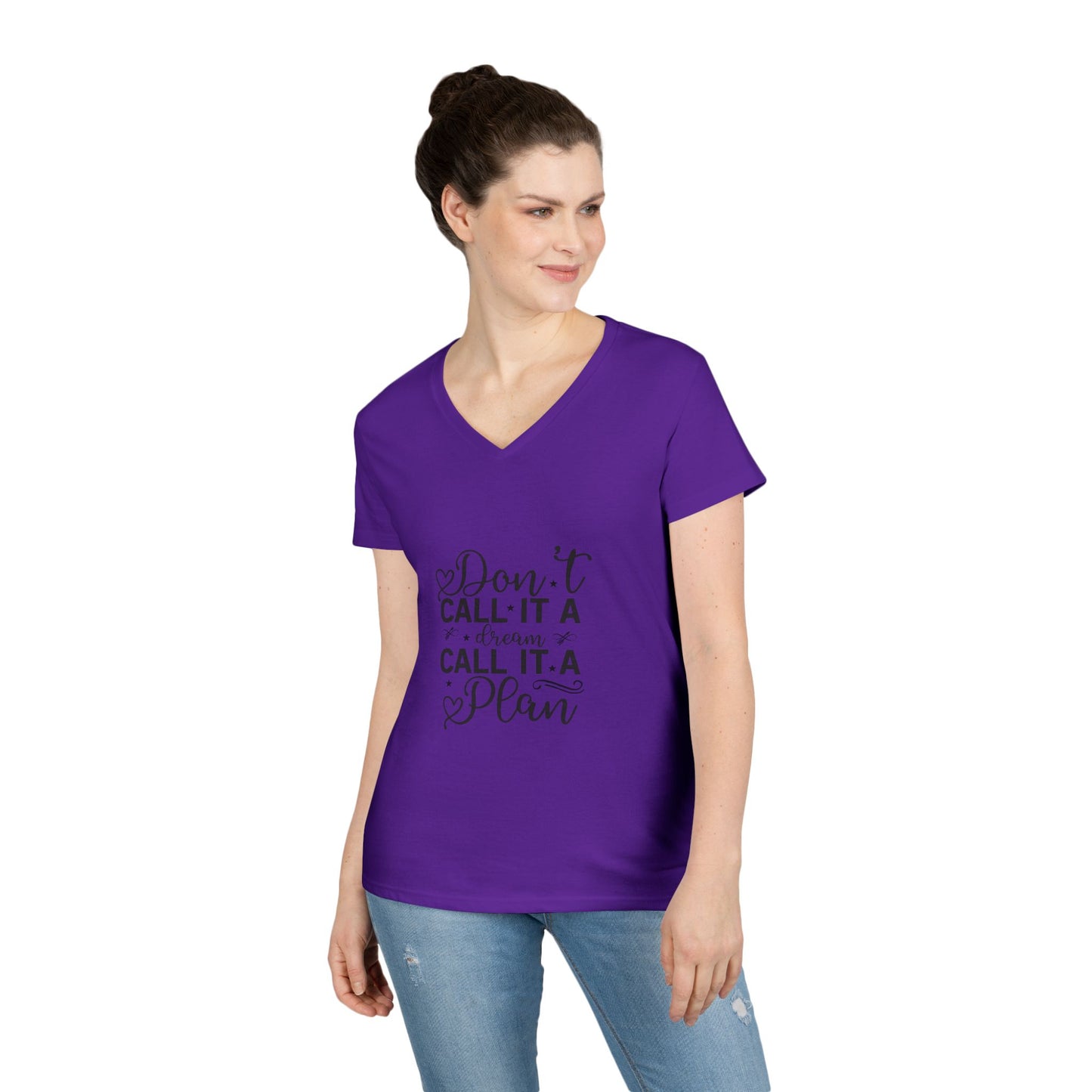 Motivational Quote Ladies' V-Neck T-Shirt, Inspirational Graphic Tee, Goal Setting Top, Positive Vibe Shirt, Women's Empowerment Clothing
