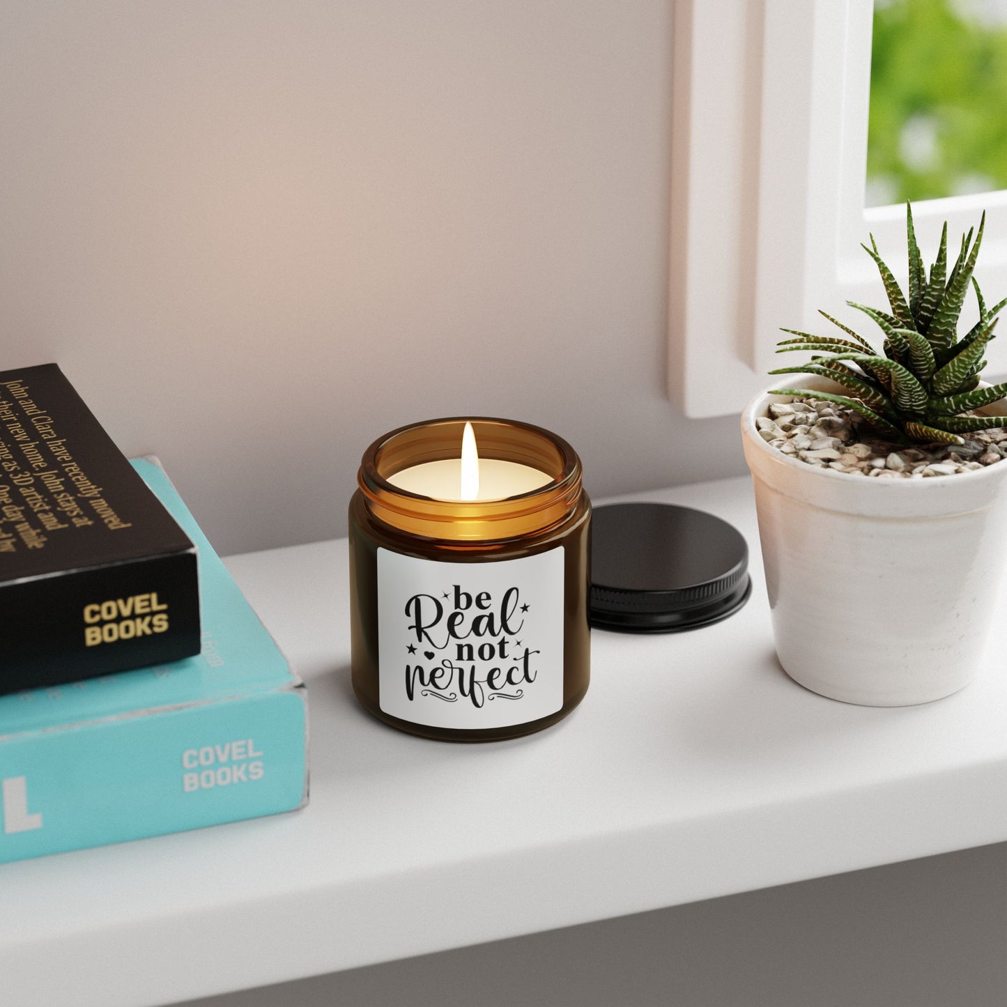Be real not reflect Scented Soy Candle (Multi-Size, Amber Jar)
